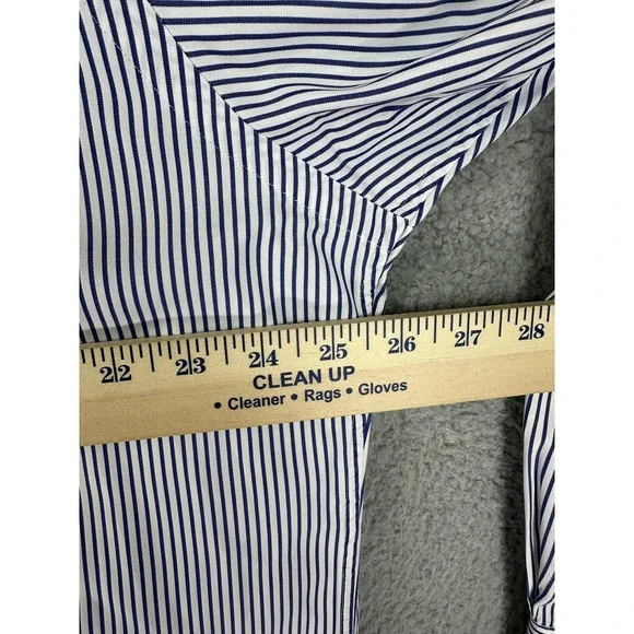 John W Nordstrom Shirt Mens 17.5 35 Stripe Button Down Egyptian Cotton Dress